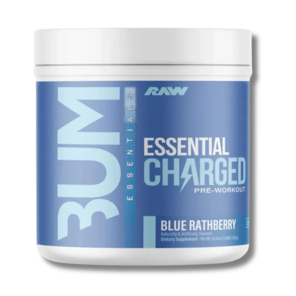 BUM Essential CHARGED Pre-Workout – 480 grs / 25 servicios, blue rathberry