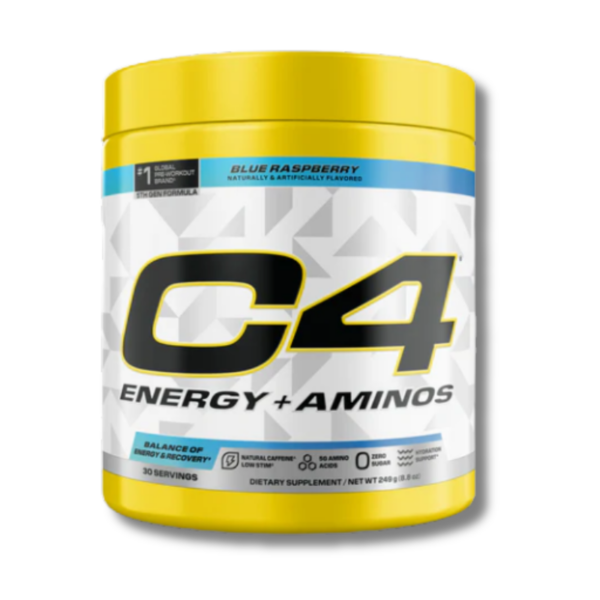 C4 Energy + Aminos USA - 249 grs / 30 servicios, blue raspberry
