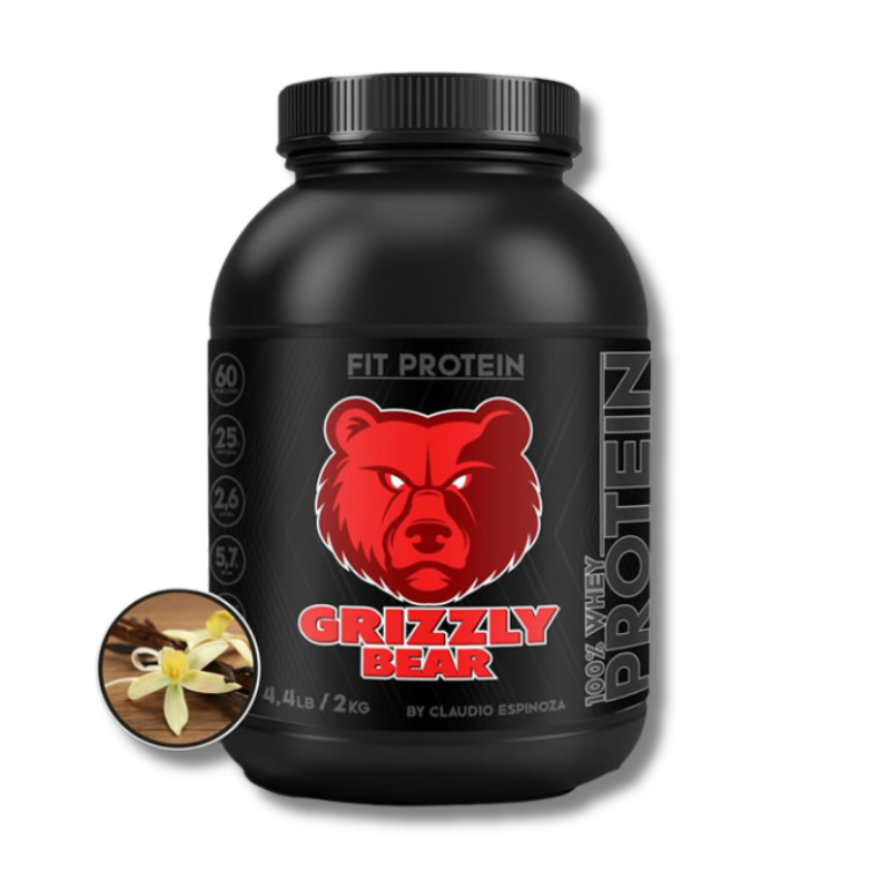 GRIZZLY-VAINILLA-1.png FIT PROTEIN 100% Whey - 4.4 lbs / 60 servicios, vainilla - Imagen 1